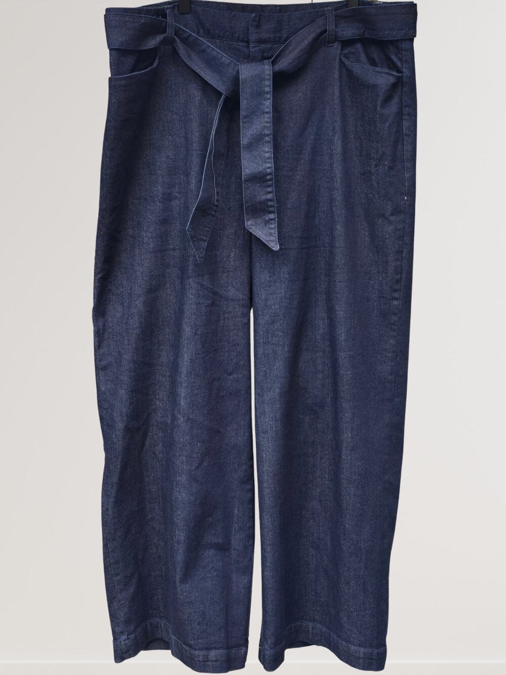 ELOQUII Denim 18S Dark Wash High Rise Wide Leg Tie Waist Trouser Jeans